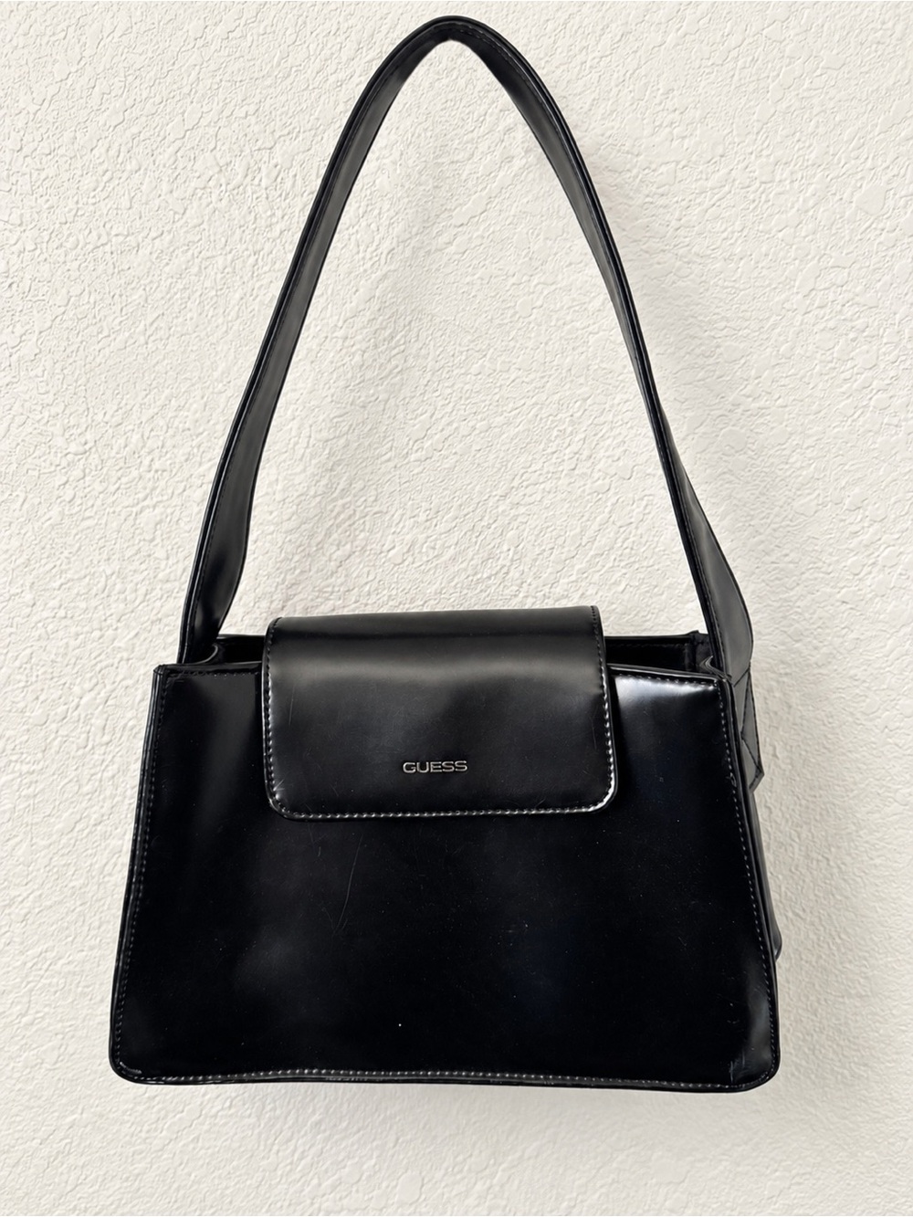GUESS Black Patent Baguette Shoulder Bag 🖤